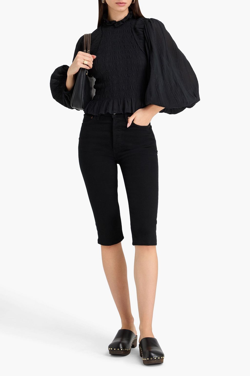 MARANT ÉTOILE بلوزة «إدريس» من مزيج من القطن بحواف من دانتيل مصمم بتقنية السموك