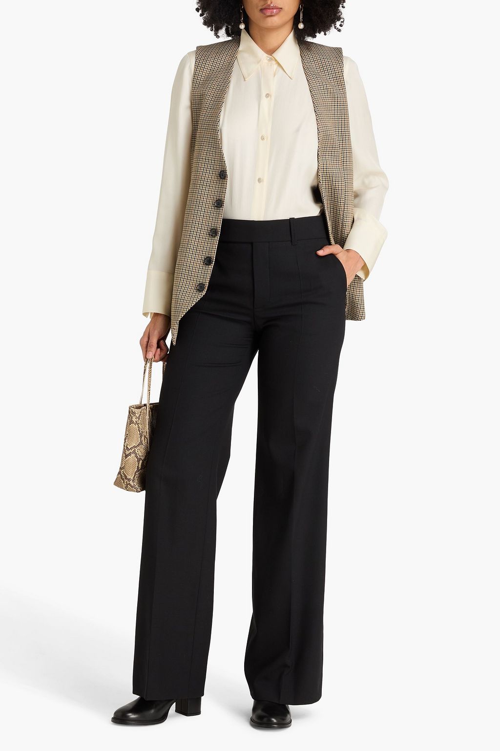 CHLOÉ Grain de poudre wool-blend wide-leg pants