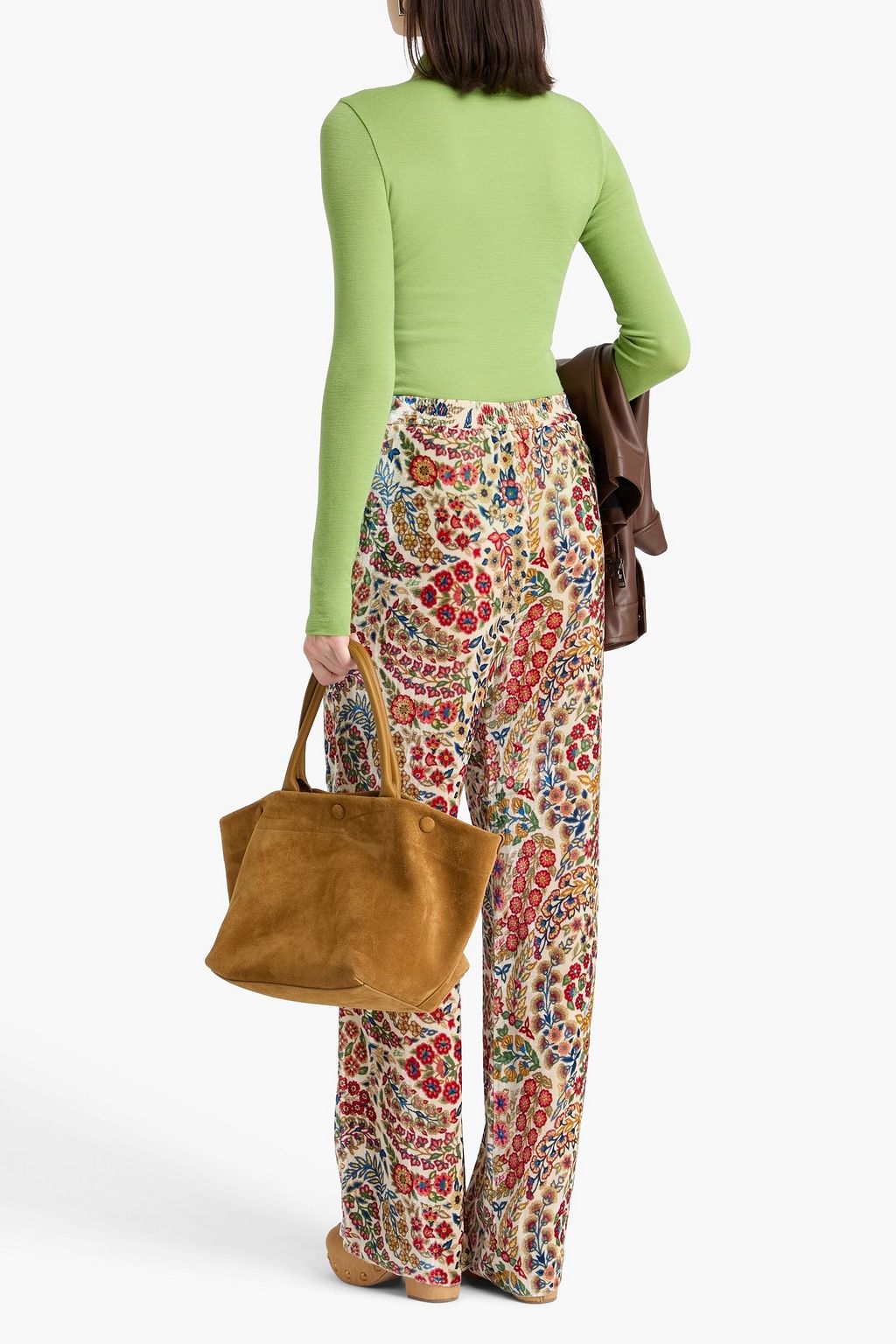 ETRO Floral-print velvet straight-leg pants