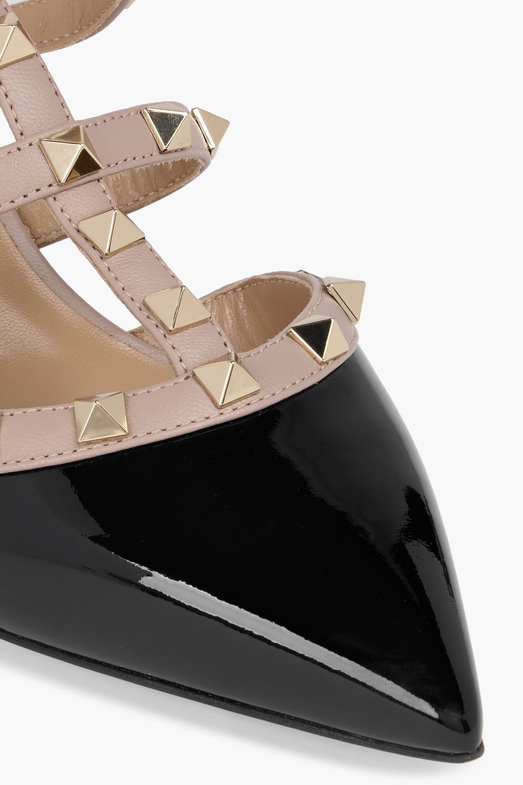 VALENTINO GARAVANI Rockstud smooth and patent-leather mules