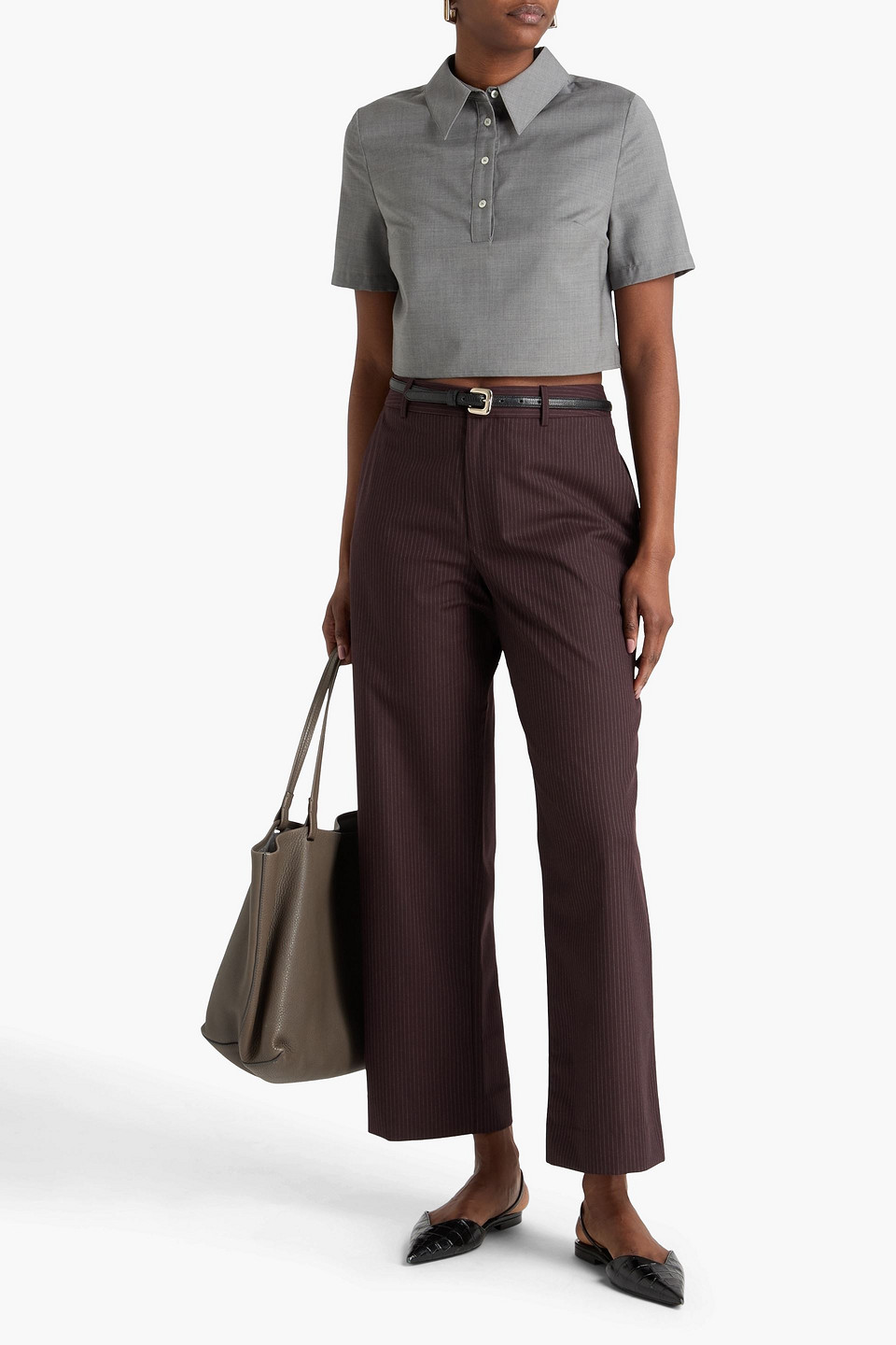  Sir. - Pinstriped Twill Straight-leg Pants - Purple - 2 