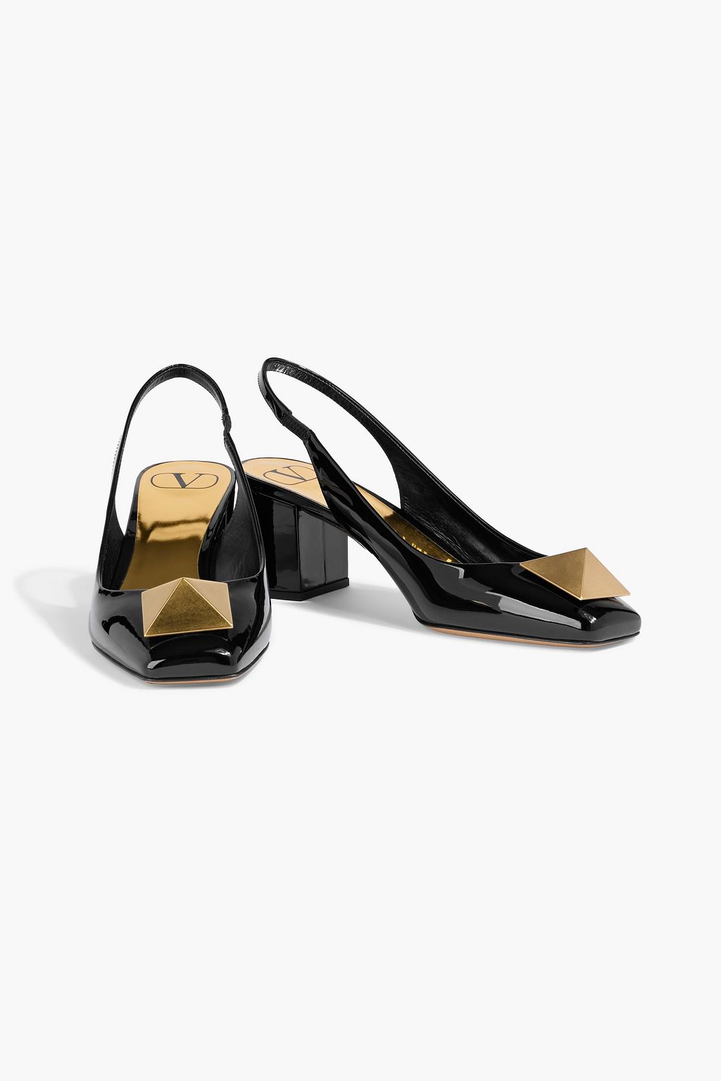 VALENTINO GARAVANI One Stud patent-leather slingback pumps