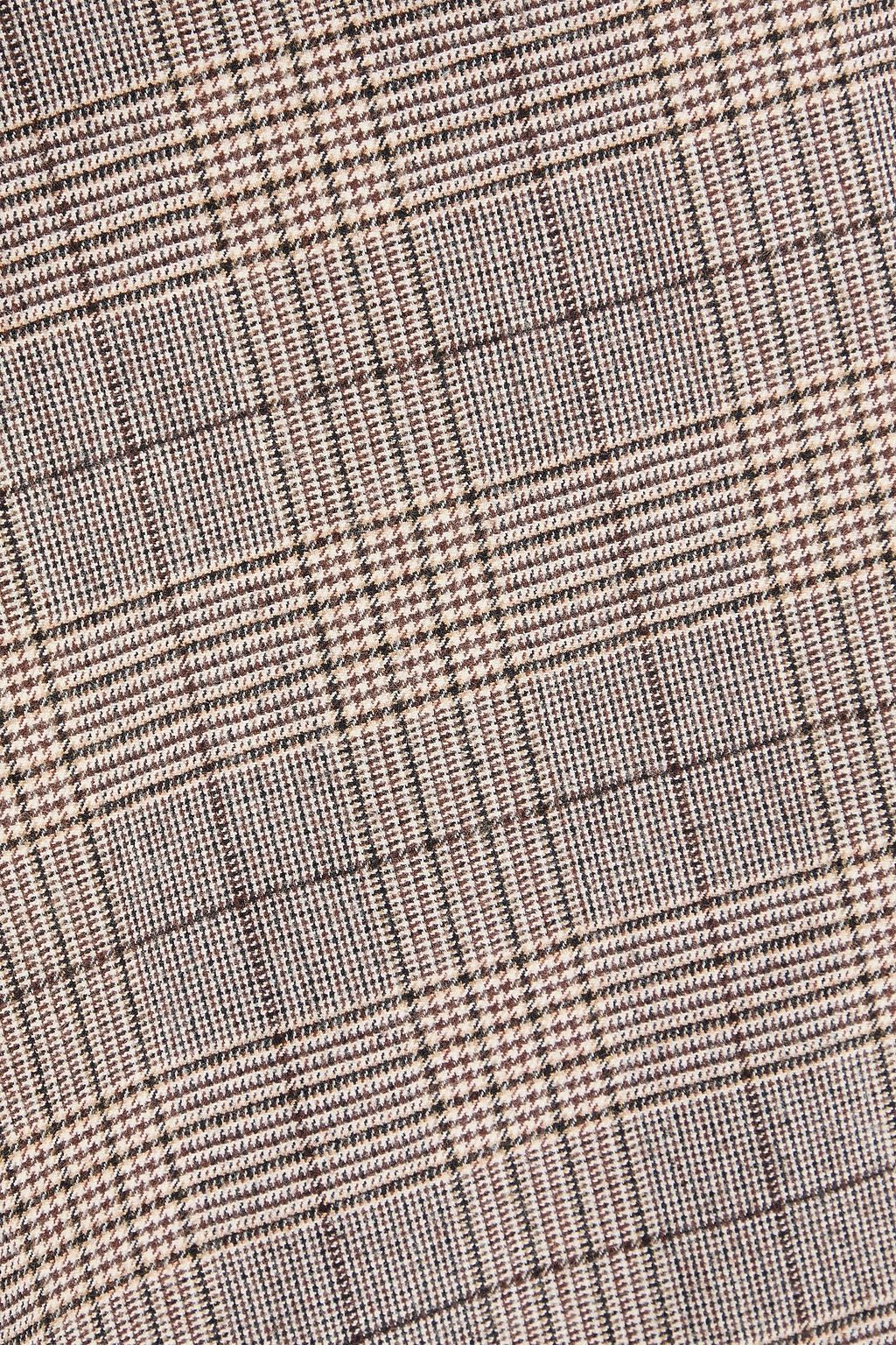 BRUNELLO CUCINELLI Wrap-effect Prince of Wales checked wool-blend mini skirt