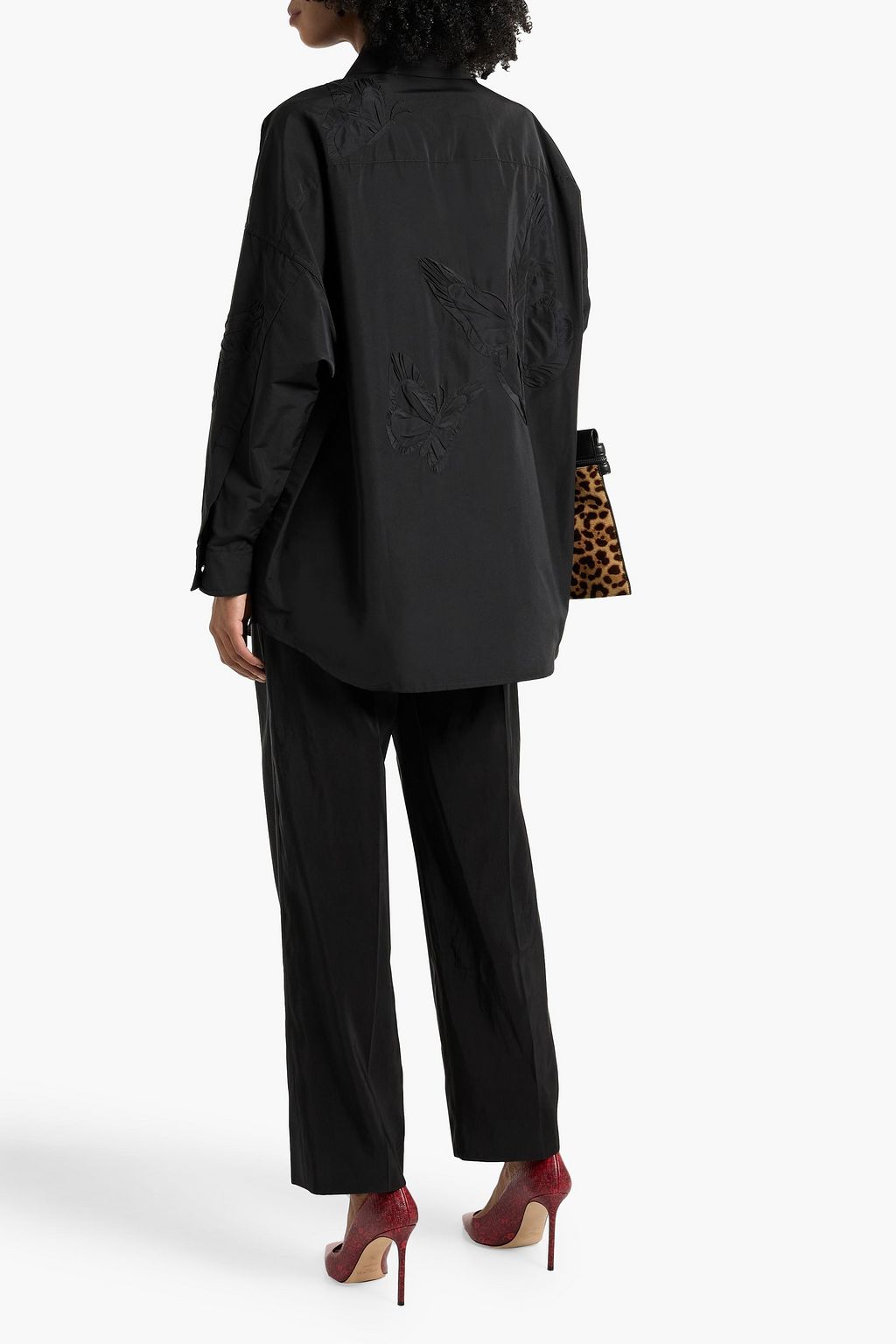 VALENTINO GARAVANI Appliquéd cotton-blend faille shirt jacket