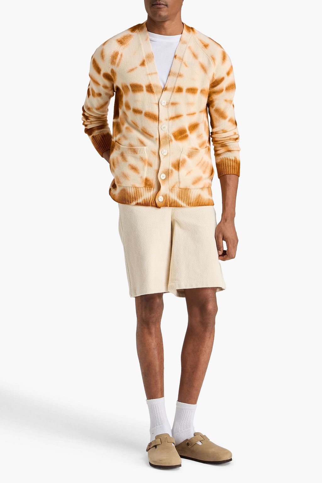 THE ELDER STATESMAN كارديغان من الكشمير مصبوغة بطريقة الربط