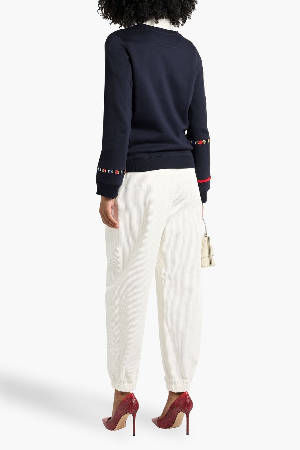 VALENTINO GARAVANI Embellished French cotton-blend terry sweatshirt