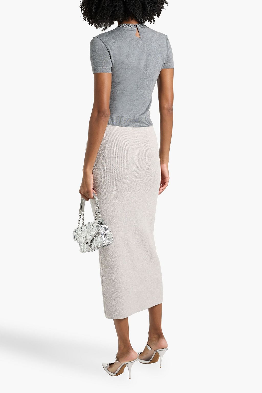VALENTINO GARAVANI Bouclé-knit silk-blend midi skirt