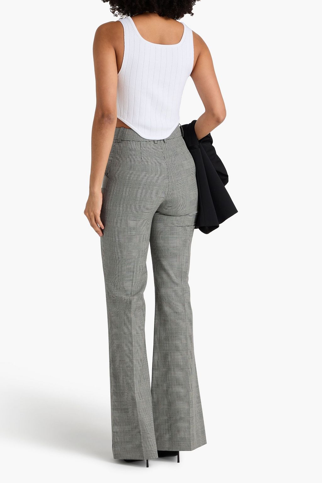 BALMAIN Prince of Wales checked wool-tweed flared pants