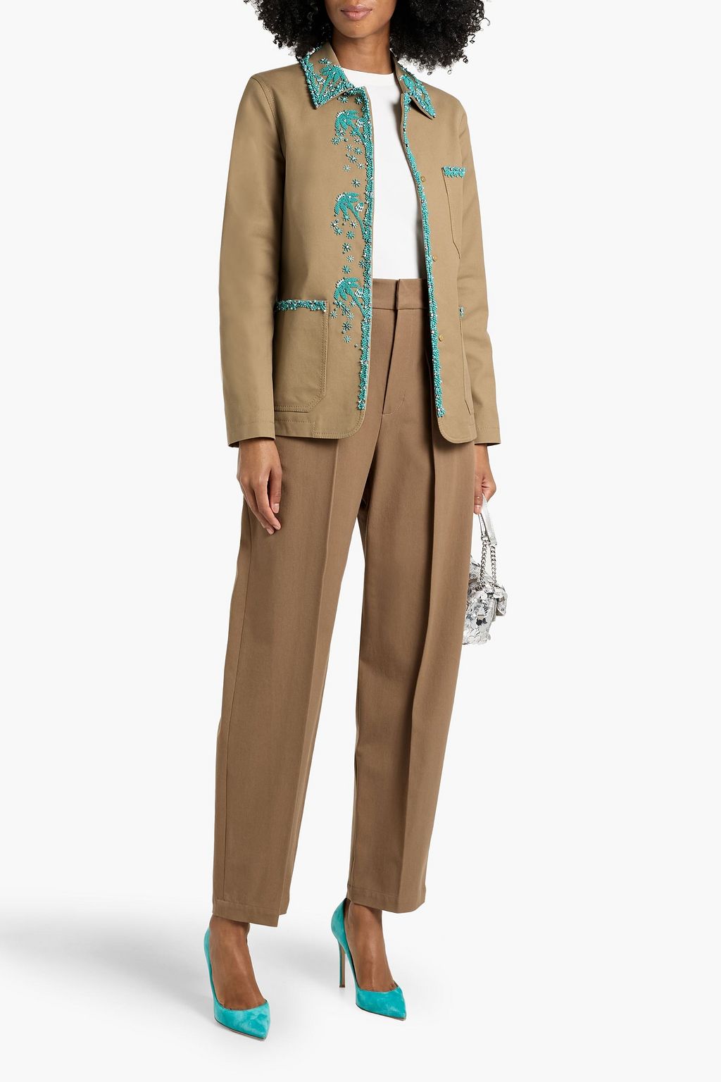 VALENTINO GARAVANI Embellished cotton-blend canvas jacket