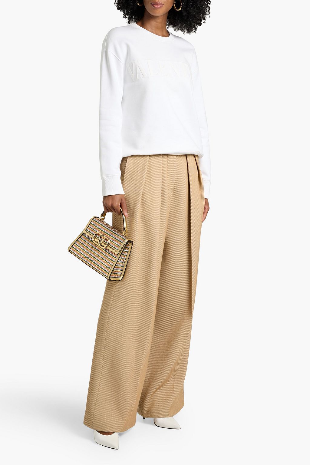 VALENTINO GARAVANI Embossed cotton-fleece sweatshirt