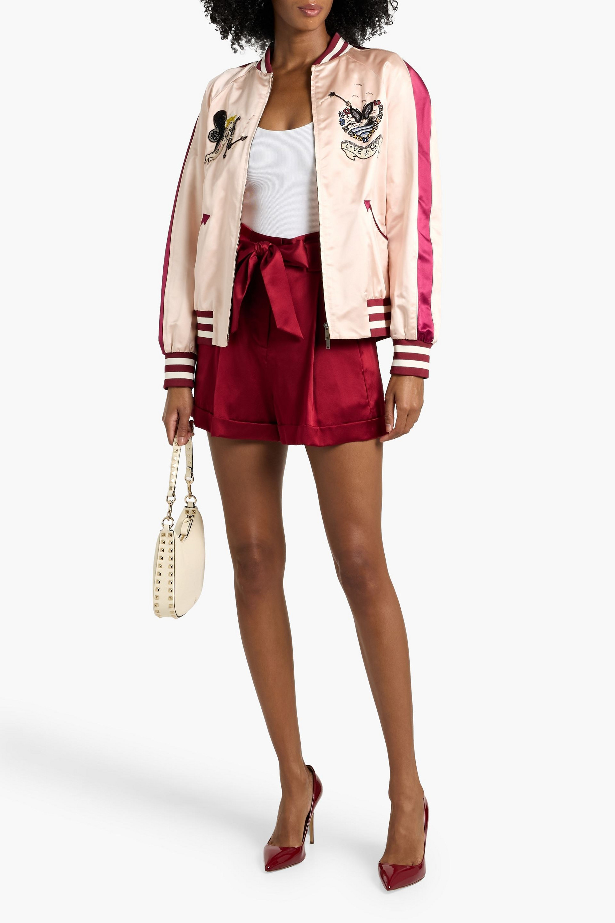 Valentino Garavani Embellished silk-satin bomber jacket