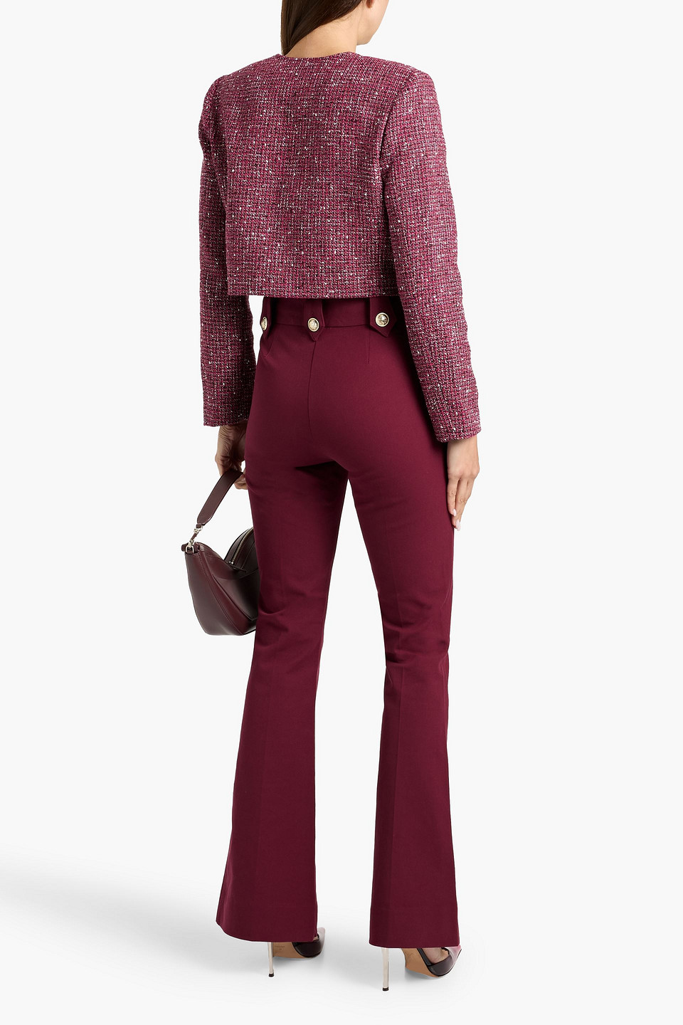 Derek Lam 10 Crosby Juliette Cropped Tweed Jacket In Purple