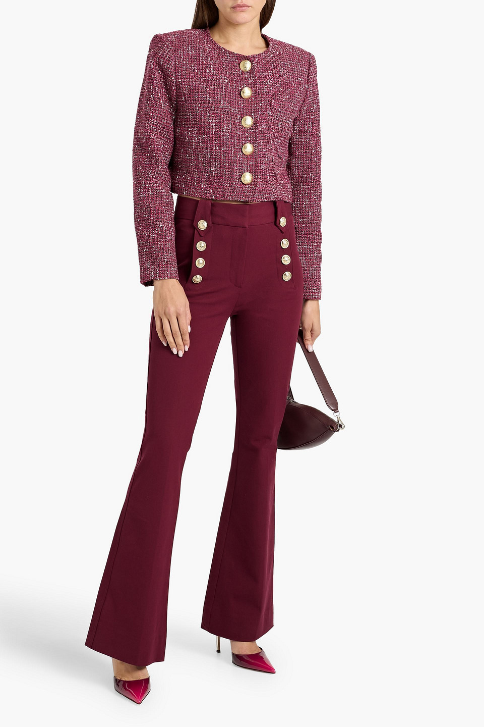 Derek Lam 10 Crosby Juliette Cropped Tweed Jacket In Purple