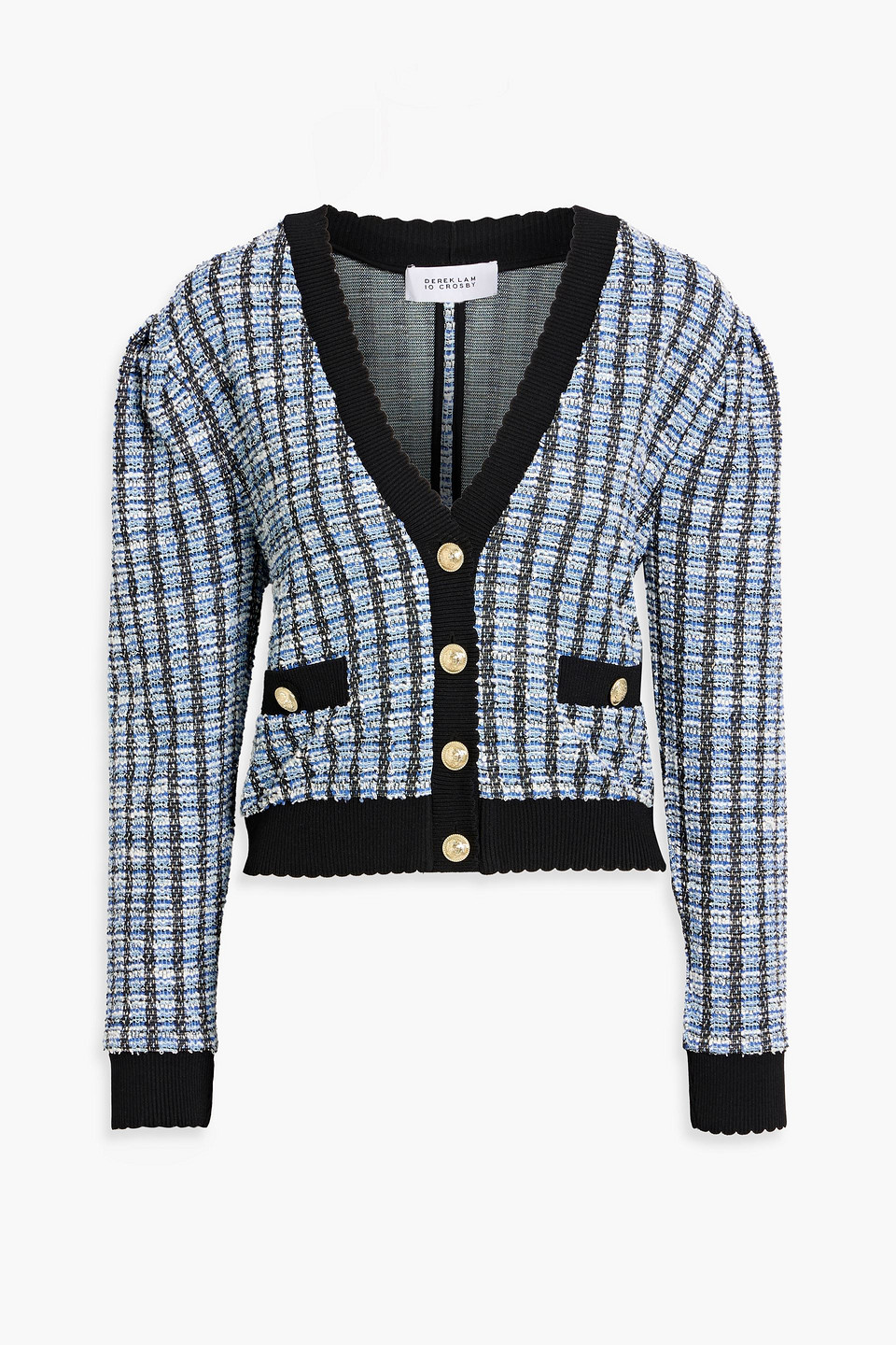 Derek Lam 10 Crosby Ky Metallic Jacquard-knit Cardigan In Blue