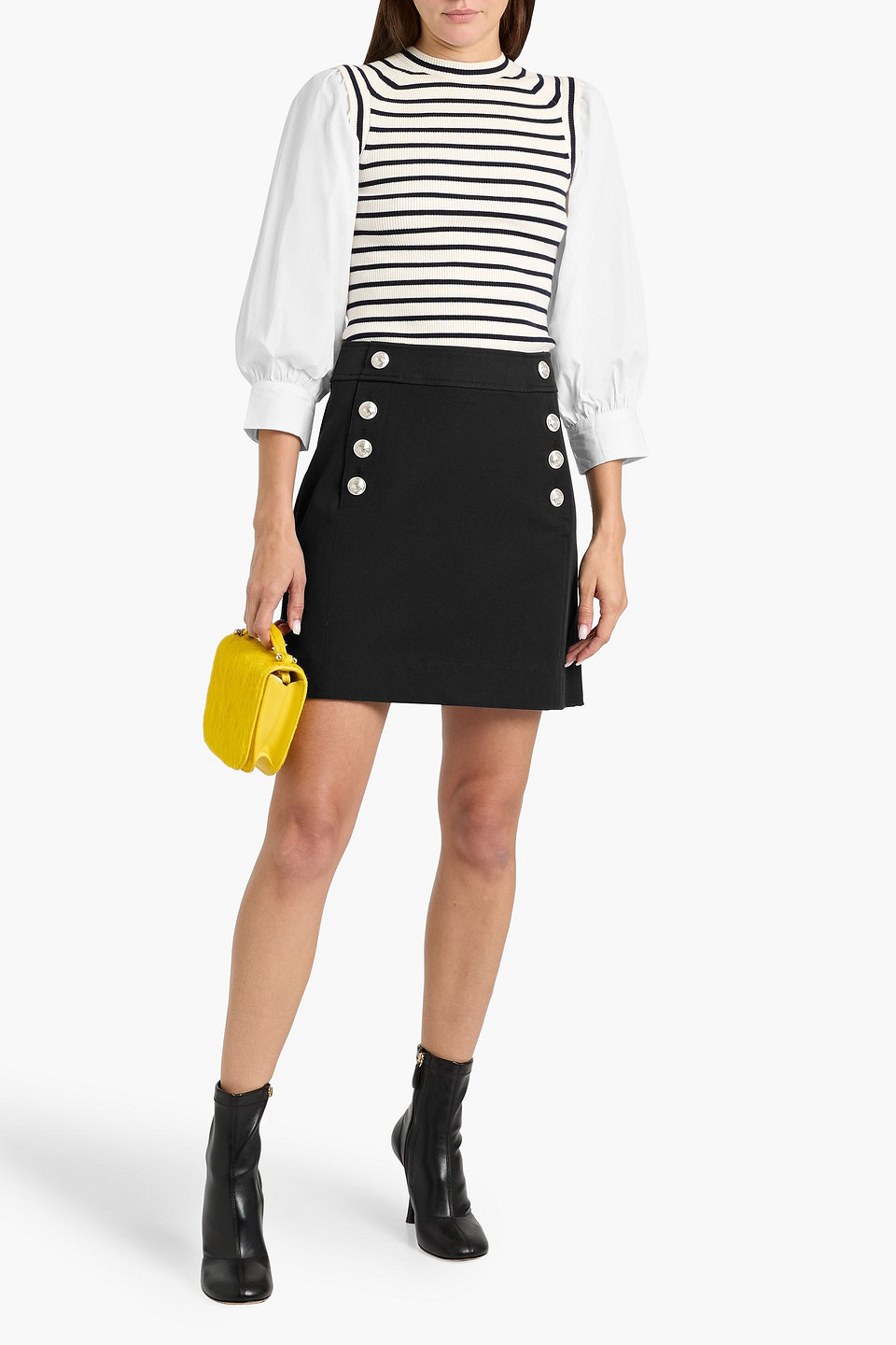 Derek Lam 10 Crosby Reyna Stretch-cotton Twill Mini Skirt In Black