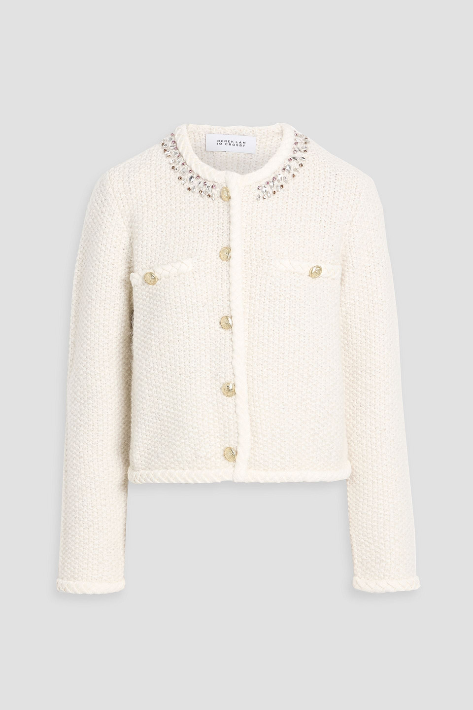 Derek Lam 10 Crosby Zaria Embellished Cotton-blend Jacket In White