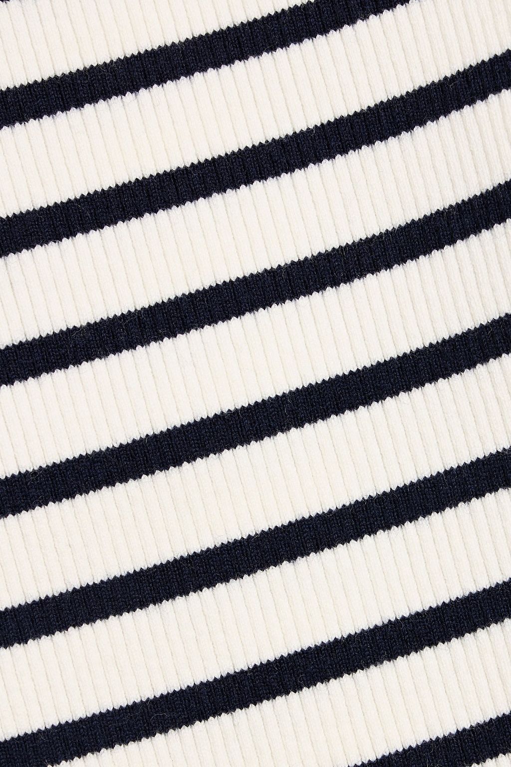 DEREK LAM 10 CROSBY Tirza poplin-paneled striped ribbed wool-blend top