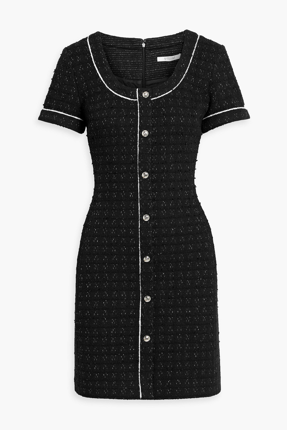 Derek Lam 10 Crosby Ciara Embellished Metallic Tweed Mini Dress In Black