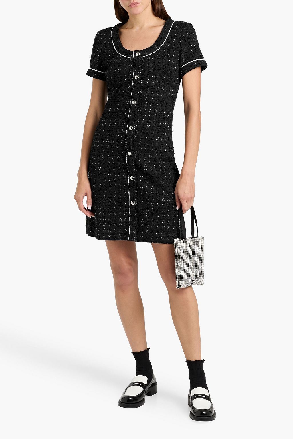DEREK LAM 10 CROSBY Ciara embellished metallic tweed mini dress