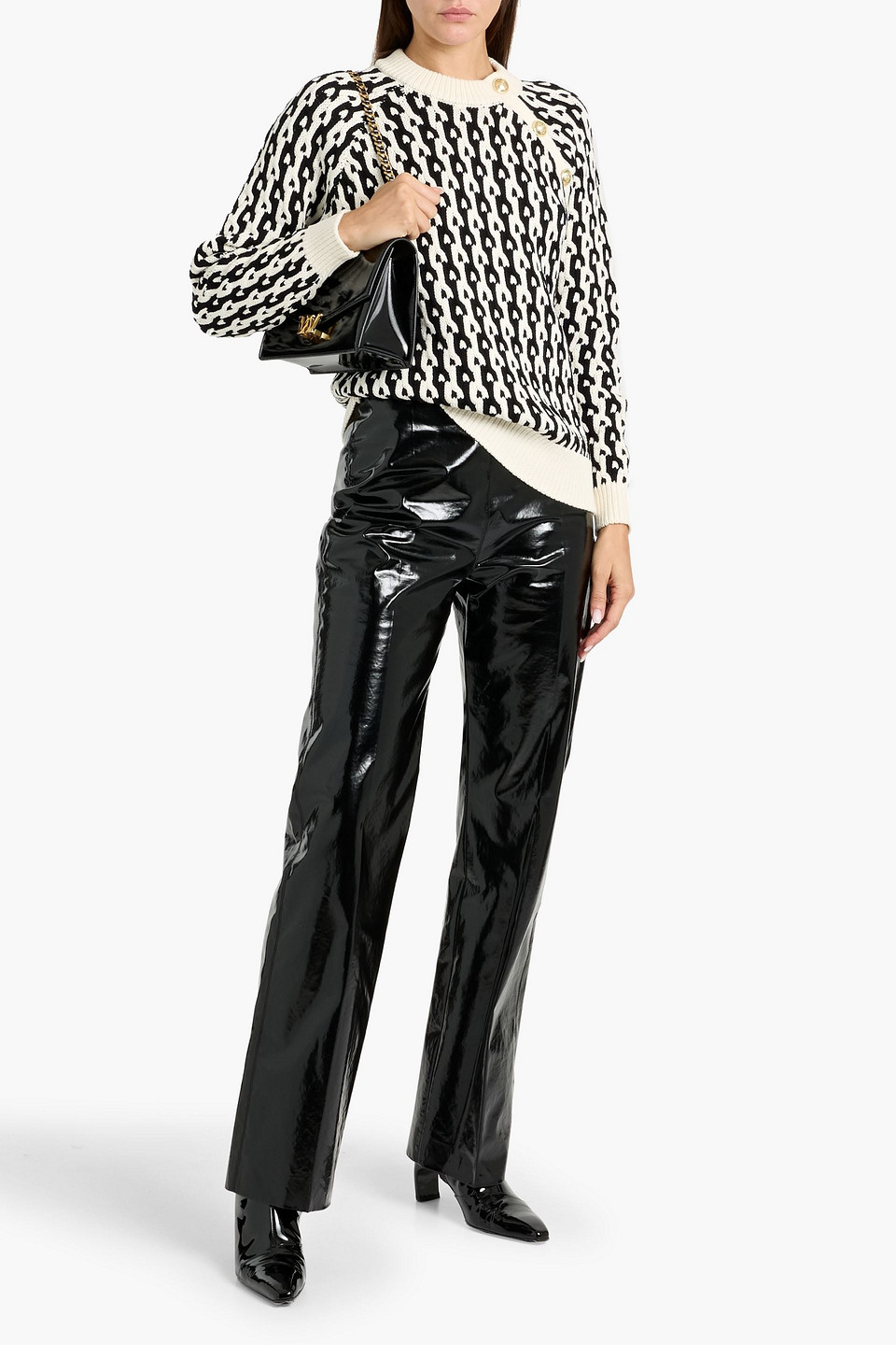 Derek Lam 10 Crosby Sawyer Jacquard-knit Cotton-blend Sweater In Black