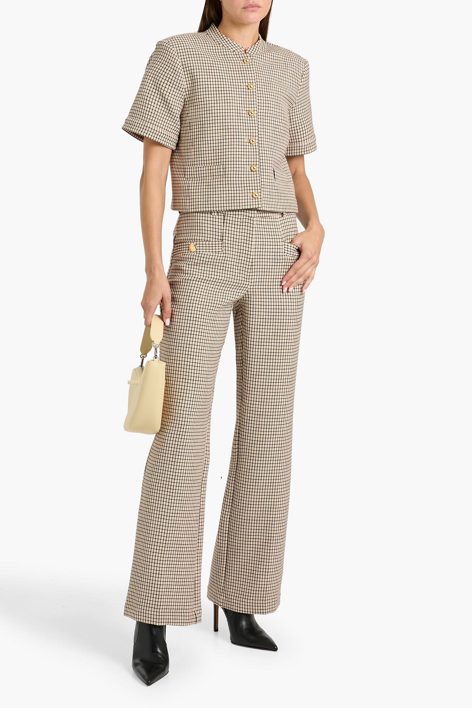 Derek Lam 10 Crosby Gille Checked Tweed Flared Pants In Pattern