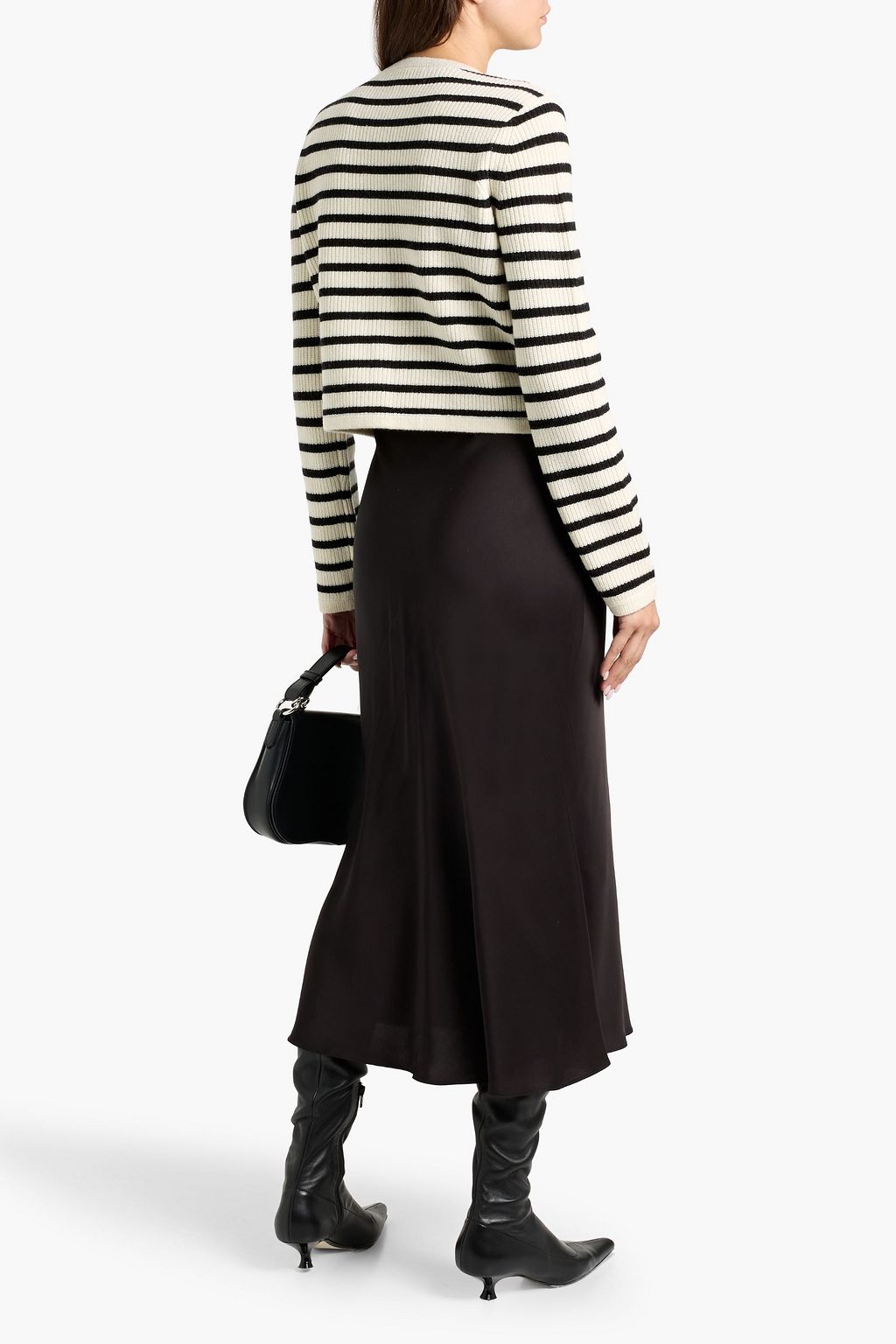 DEREK LAM 10 CROSBY Nebula sequined striped ribbed wool-blend cardigan