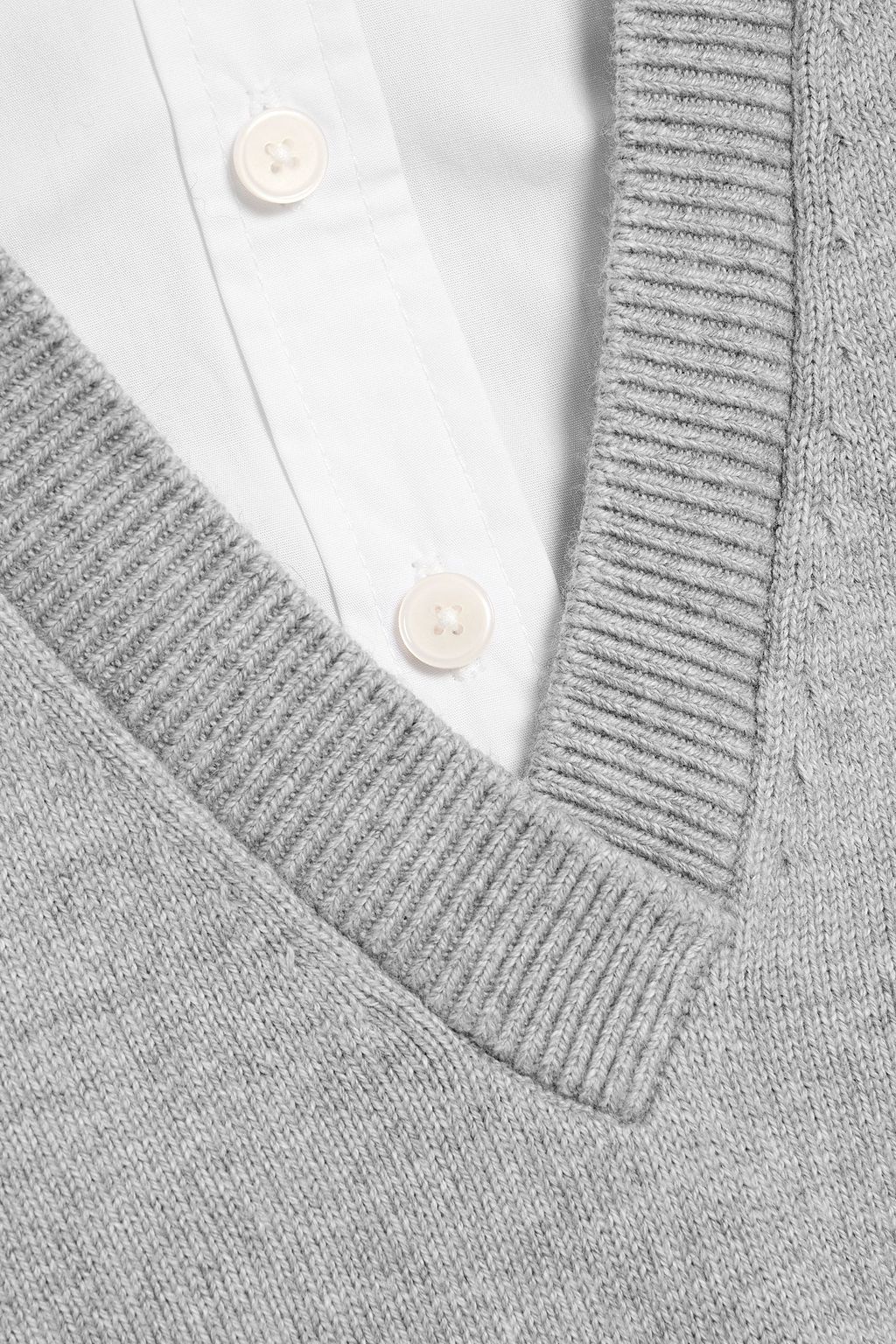 DEREK LAM 10 CROSBY Rida layered poplin and cotton and cashmere-blend top