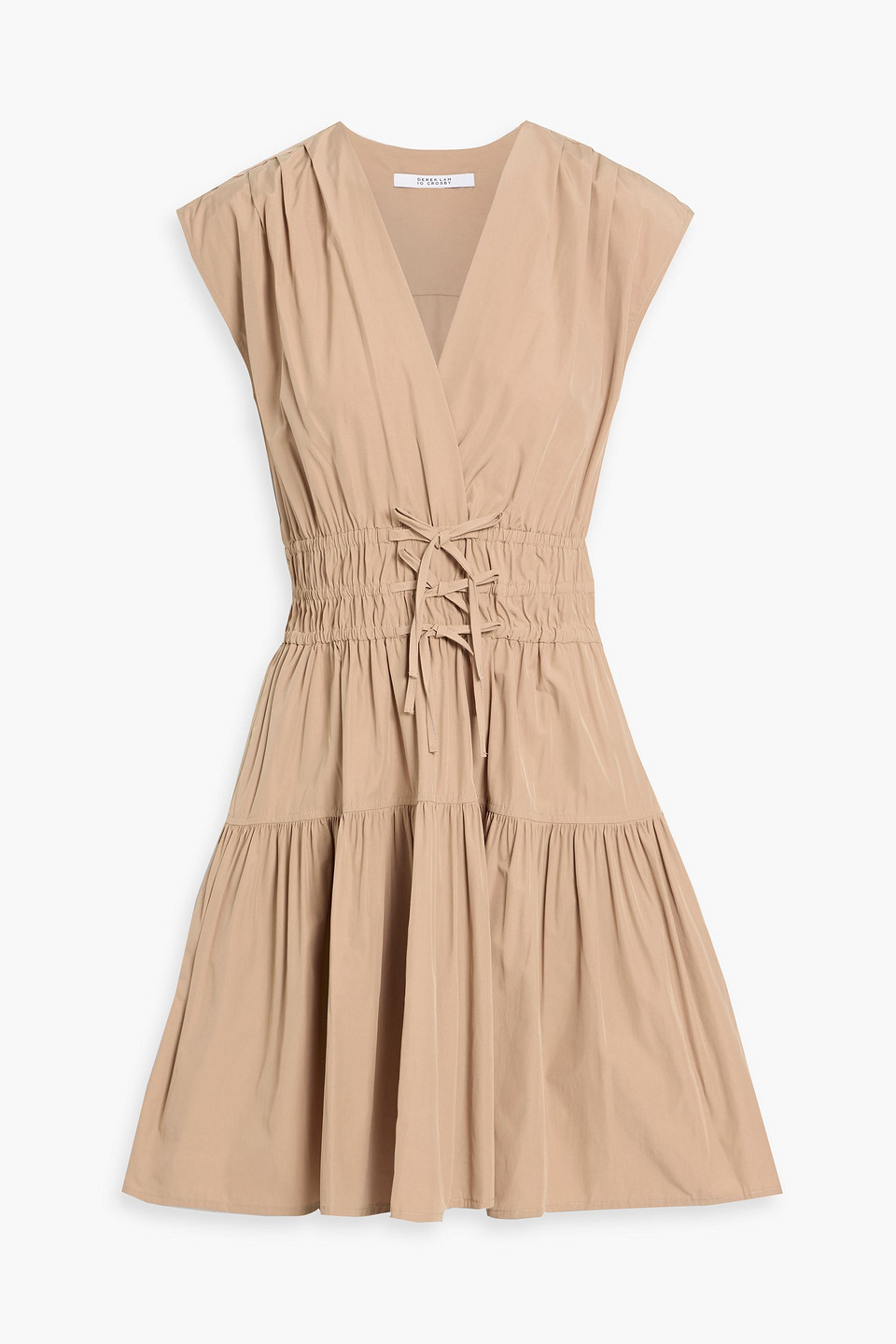 derek lam 10 crosby - tora tiered cotton-poplin mini dress - brown - us 0