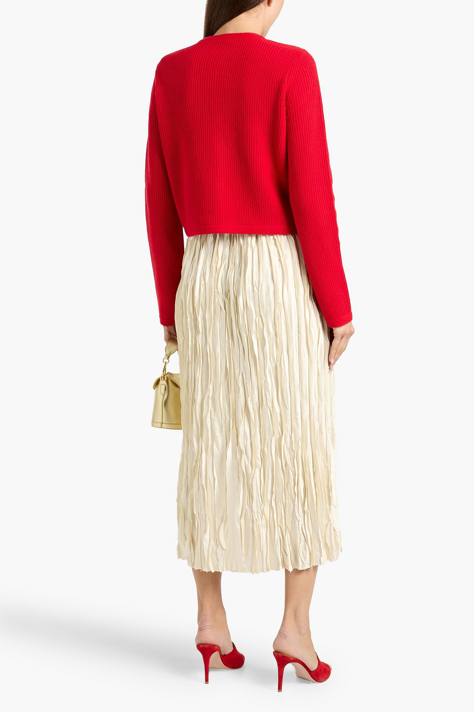 Derek Lam 10 Crosby Nebula Ribbed Wool-blend Cardigan In Red