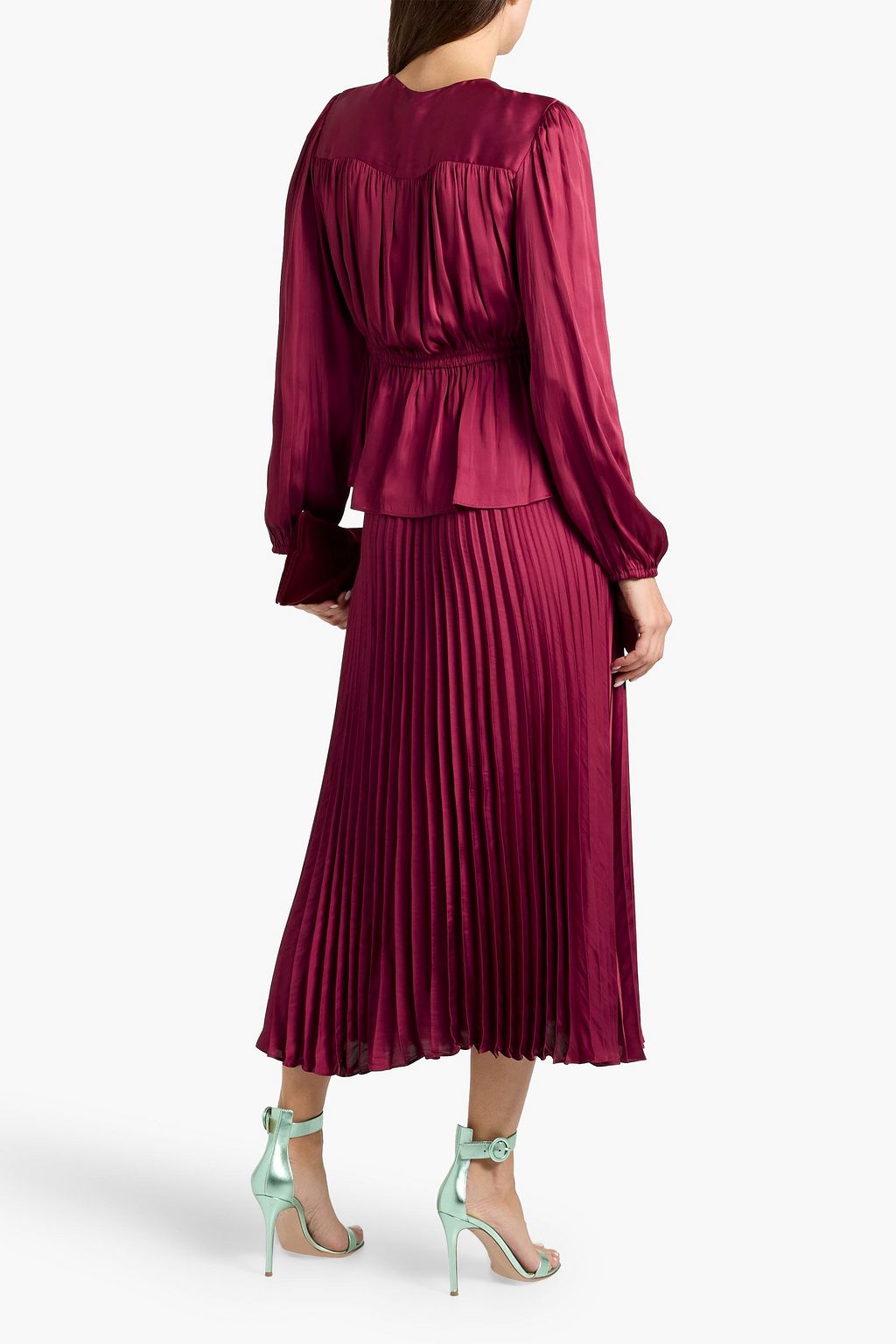 DEREK LAM 10 CROSBY Liriel pleated charmeuse midi skirt