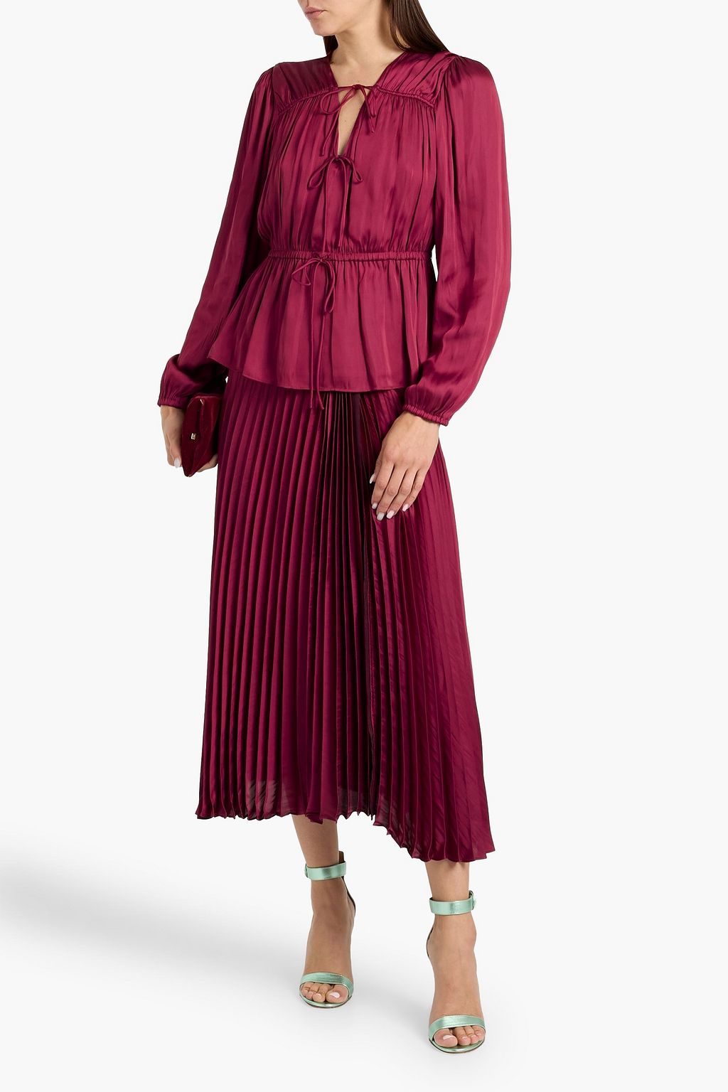 DEREK LAM 10 CROSBY Liriel pleated charmeuse midi skirt