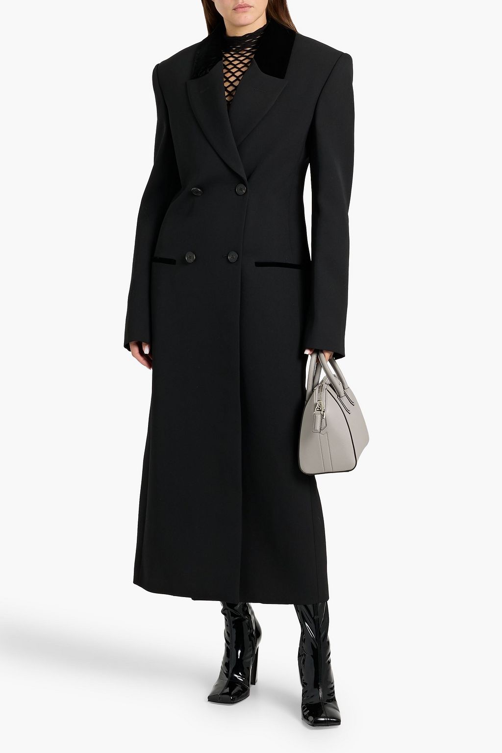 GIVENCHY Velvet-trimmed wool coat