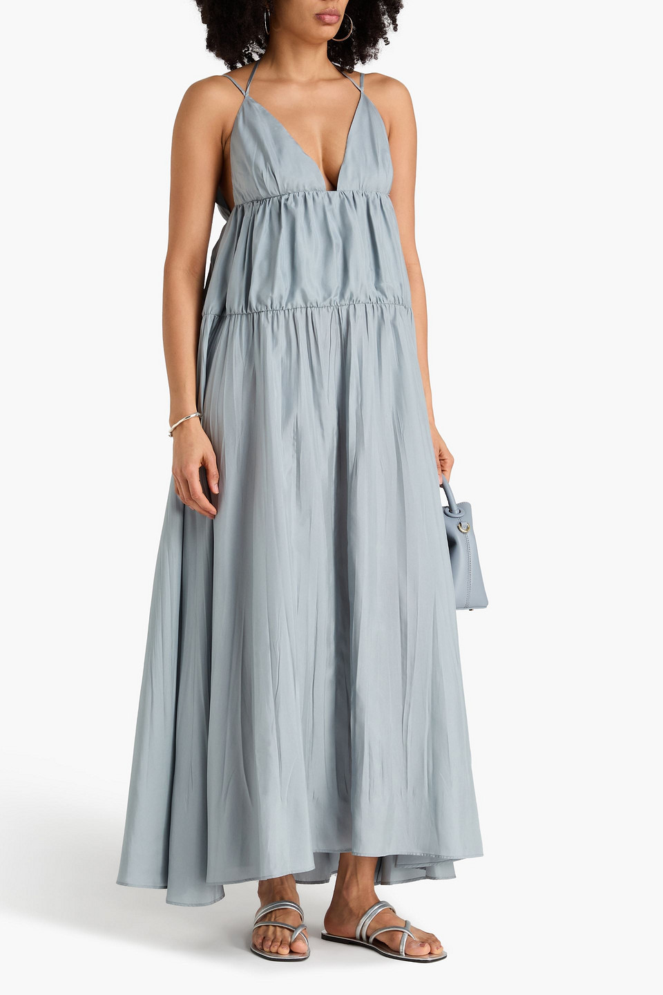  Joseph - Maxikleid „darnley“ Aus Habotai-seide Mit Raffung - Blau - Fr 44 