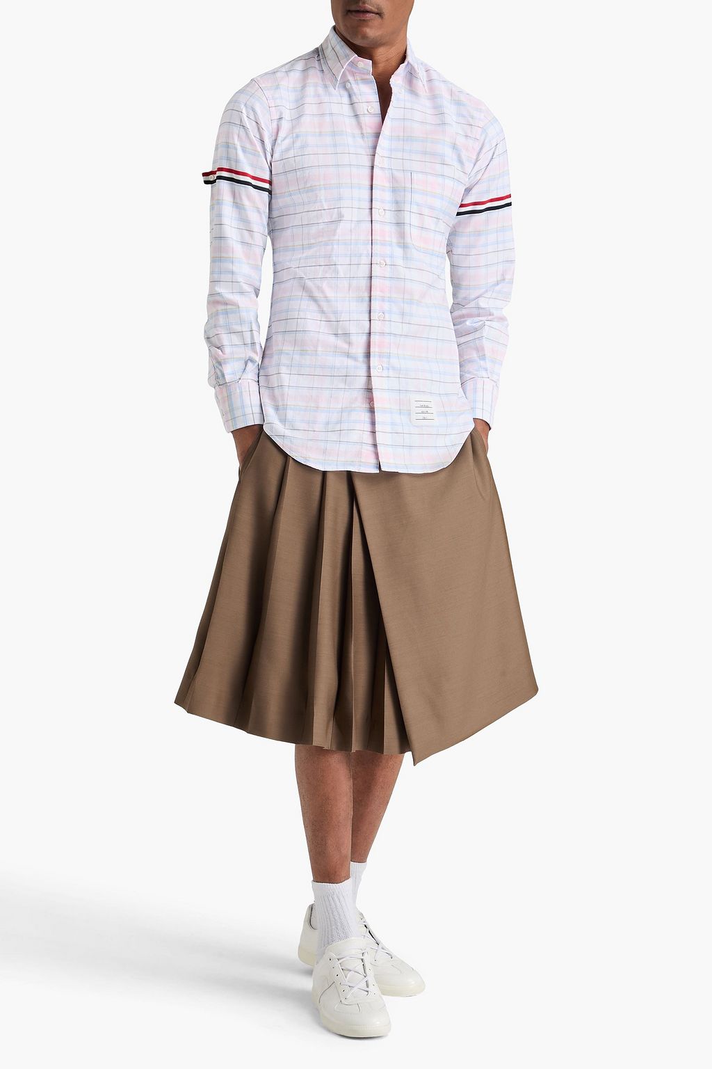 THOM BROWNE Checked cotton Oxford shirt
