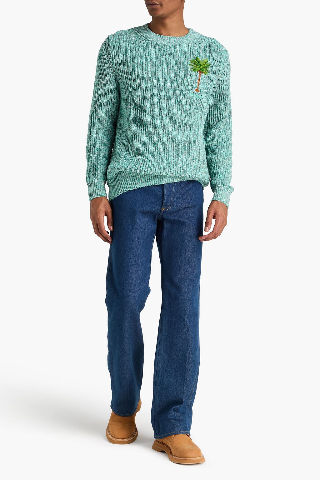 ALANUI Embroidered marled cotton-blend sweater