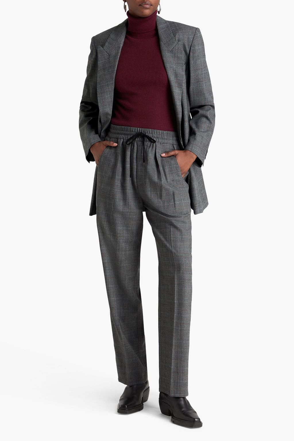 MARANT ÉTOILE بنطال "بريسكا" من مزيج الصوف بأرجل مستقيمة بنقشة مربّعات برنس أوف ويلز