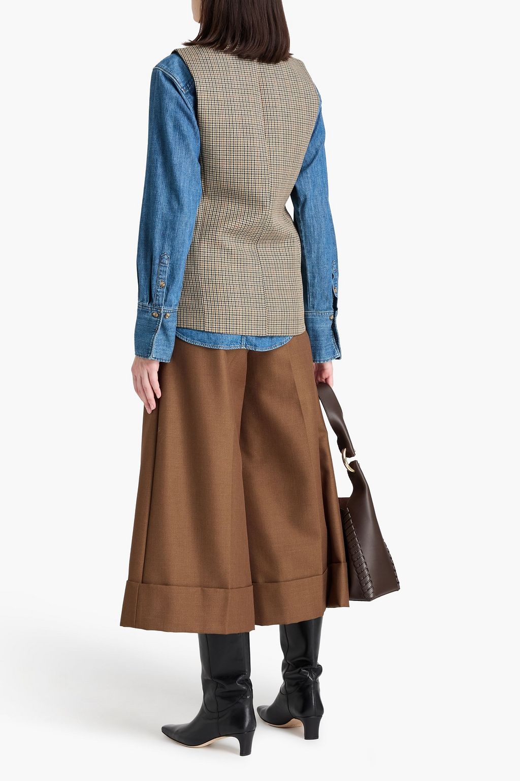 AMI ALEXANDRE MATTIUSSI Weste aus Woll-Tweed mit Hahnentrittmuster