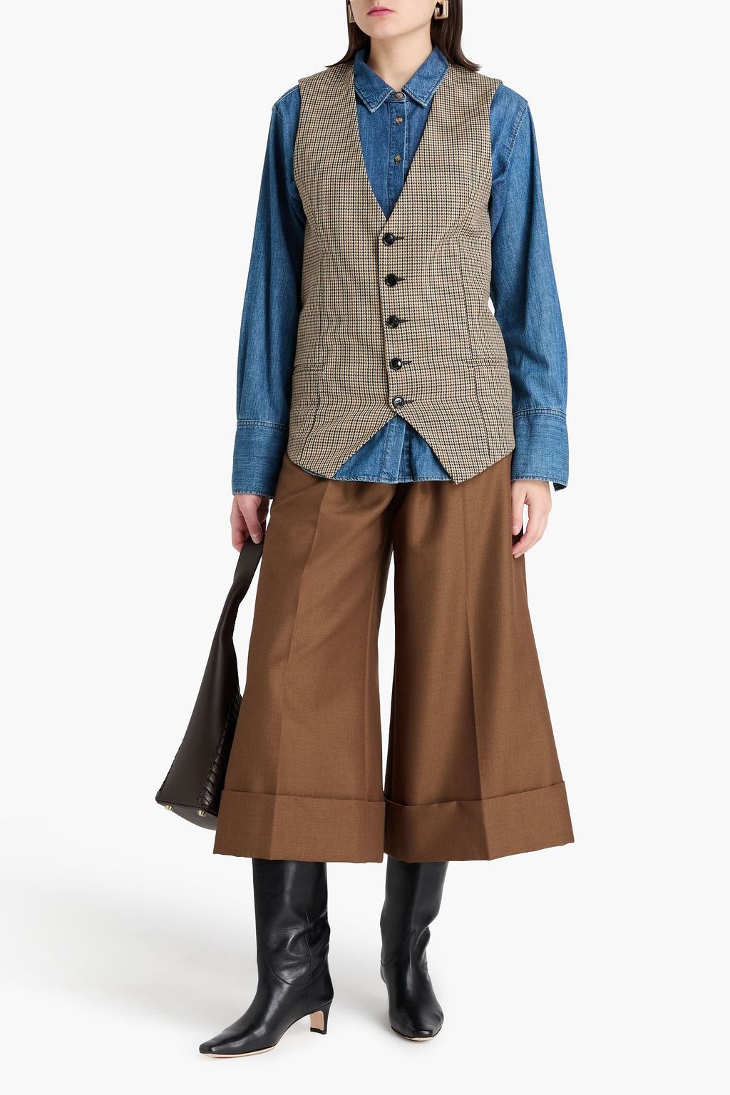 AMI ALEXANDRE MATTIUSSI Weste aus Woll-Tweed mit Hahnentrittmuster