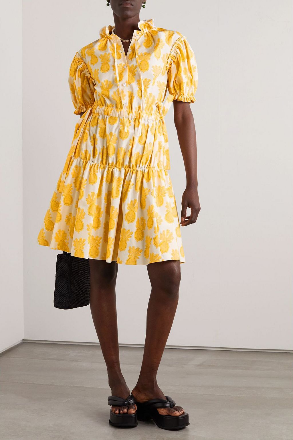 printed cotton poplin mini dress Printed Poplin Mini Dress