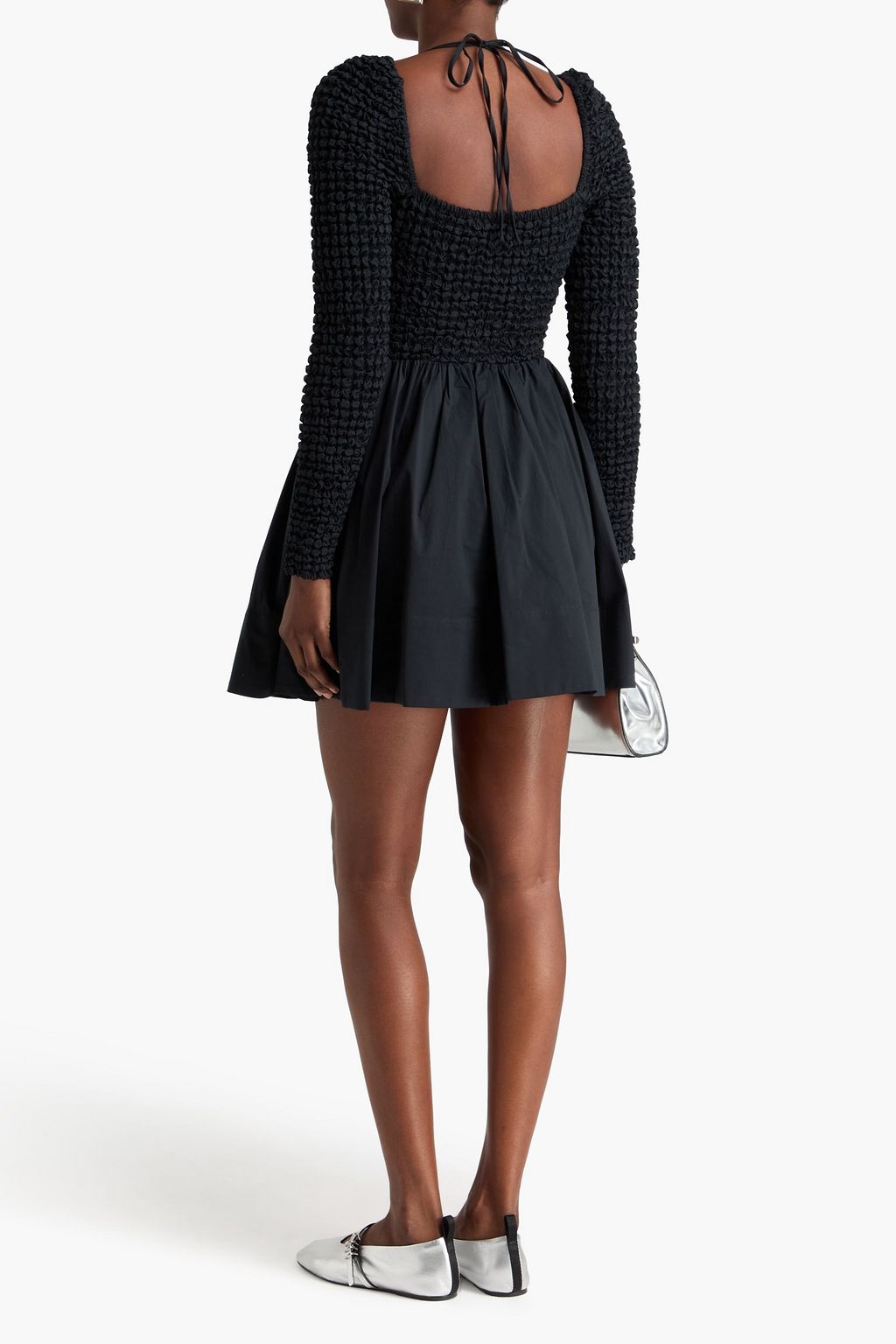 STAUD Cassidy shirred cotton-blend poplin mini dress