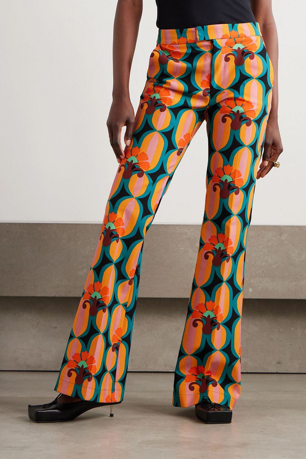 LA DOUBLEJ Saturday Night printed ponte bootcut pants