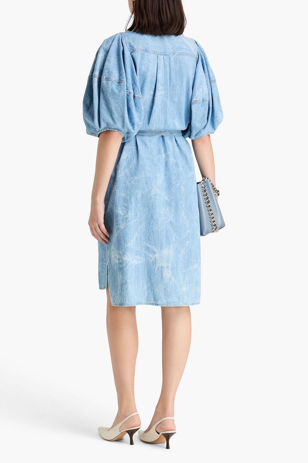 white christmas dresses Faded Denim Sunflowers Tailgater Dress (XS, S only) – SPIRIT DRESS main image 0