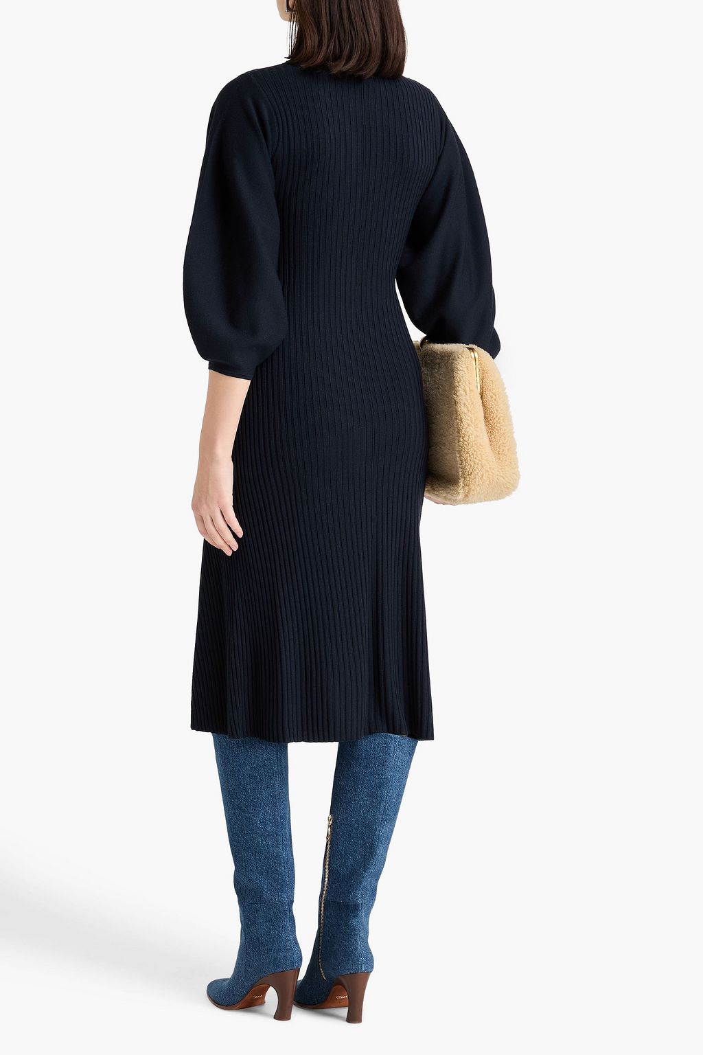 CHLOÉ Ribbed wool midi shirt dress