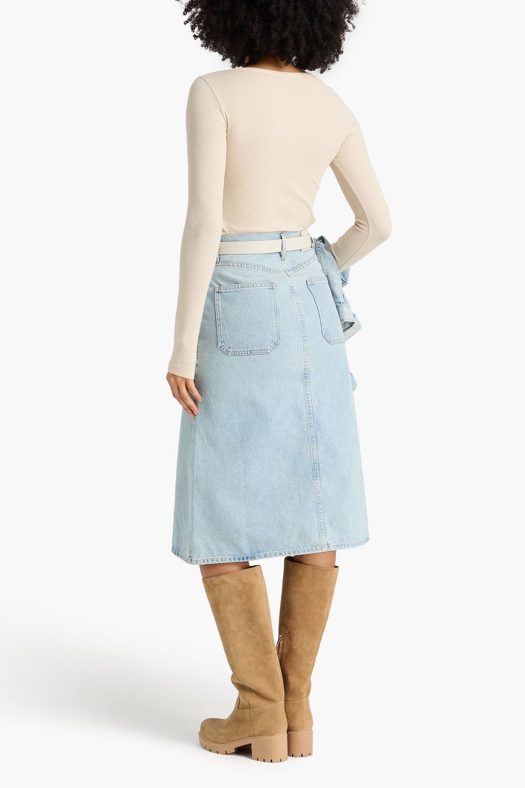 CITIZENS OF HUMANITY تنورة متوسطة الطول من الدنيم الباهت