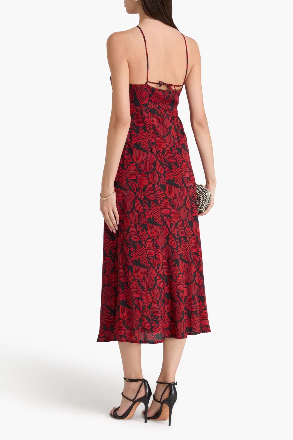RIXO Open-back printed crepe de chine midi dress
