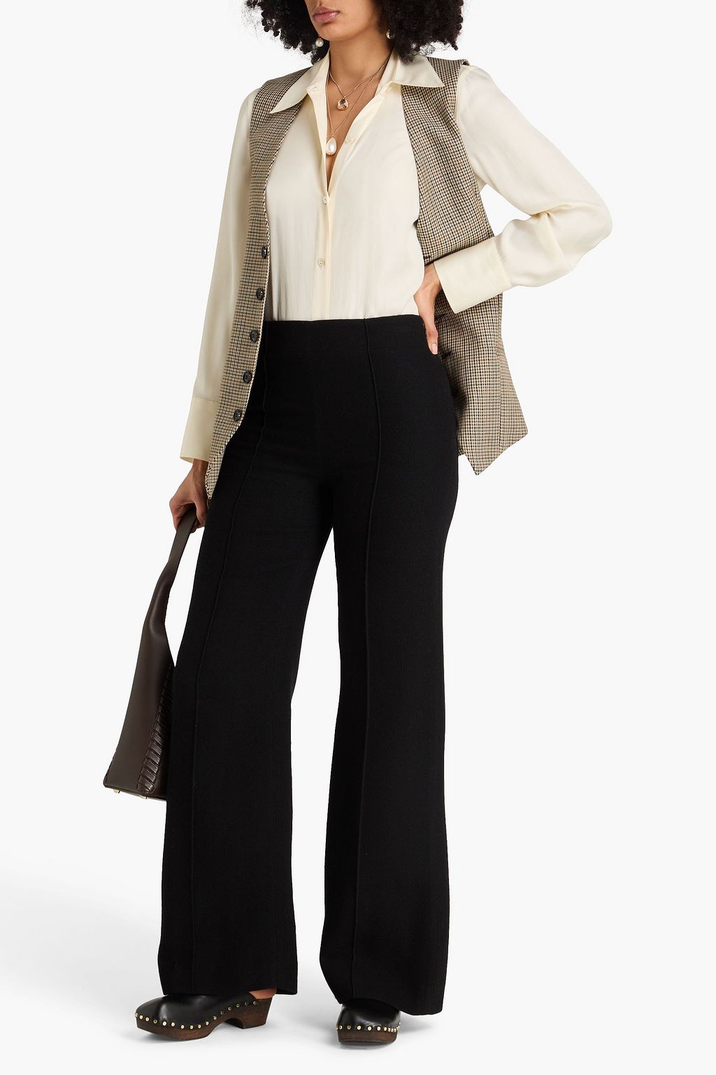CHLOÉ Wool and cashmere-blend wide-leg pants
