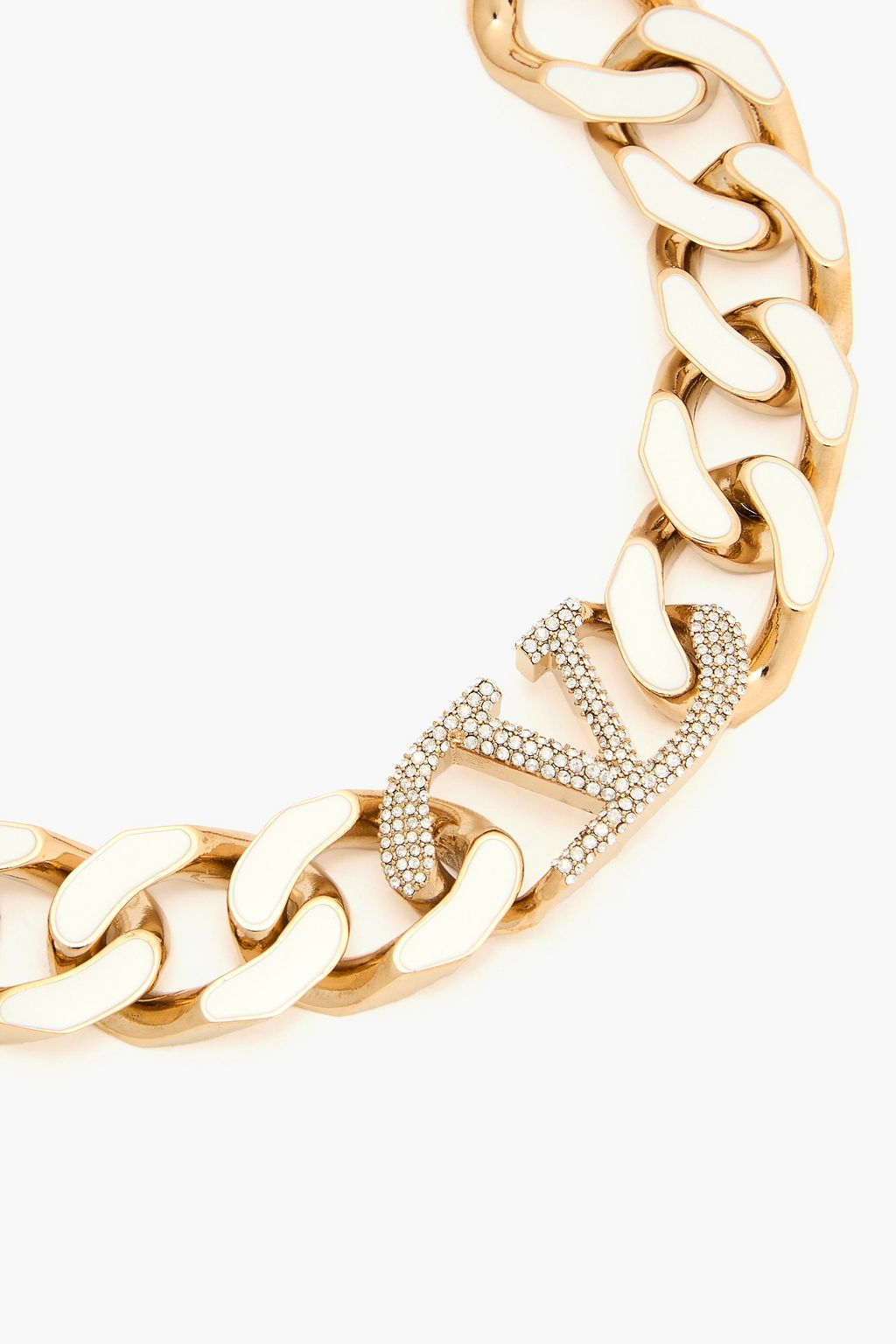 VALENTINO GARAVANI VLOGO gold-tone, enamel and crystal necklace