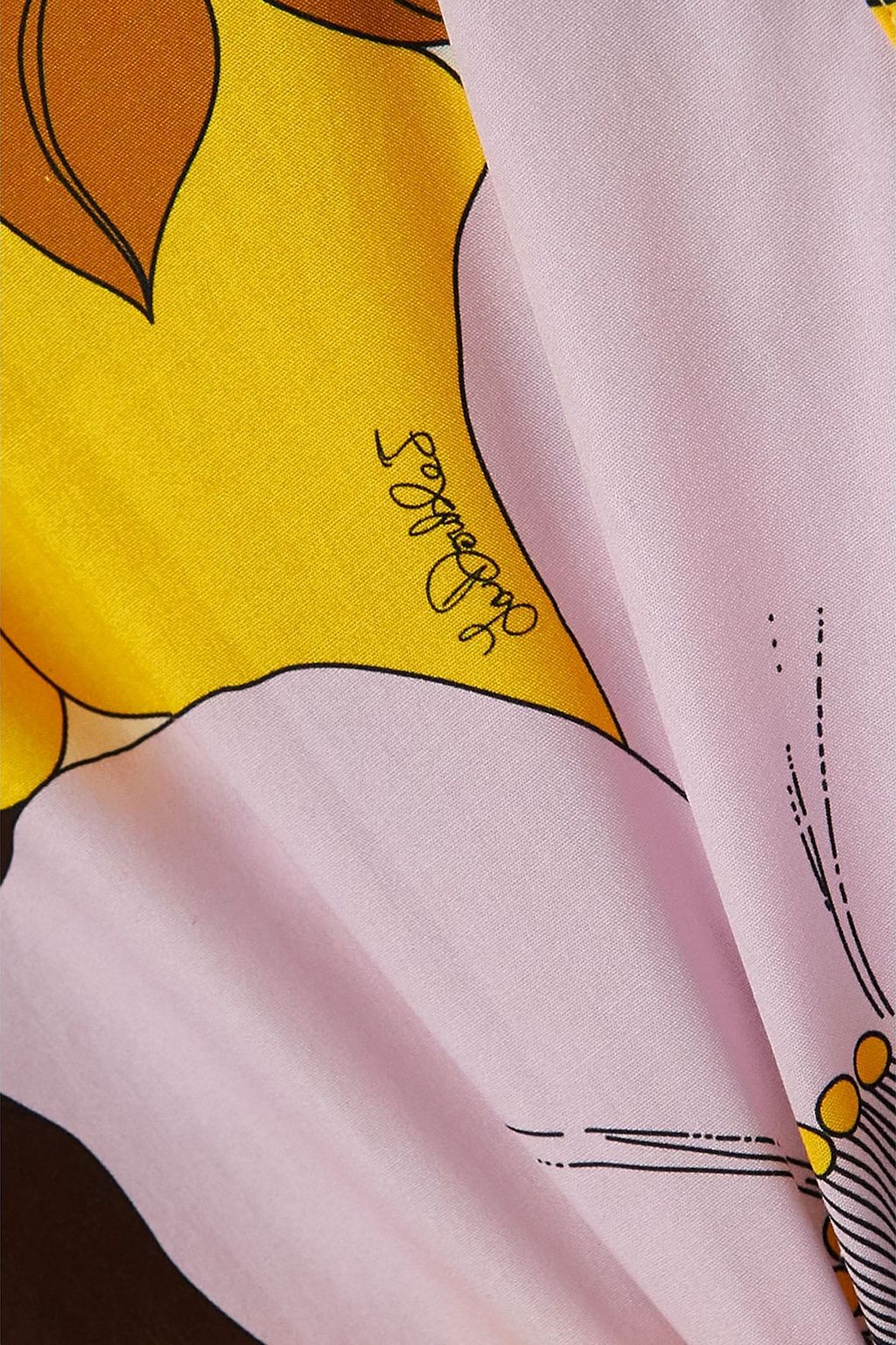 LA DOUBLEJ فستان تشو قصير من قطن بوبلين بطبقات متدرجة وبطبعة الأزهار