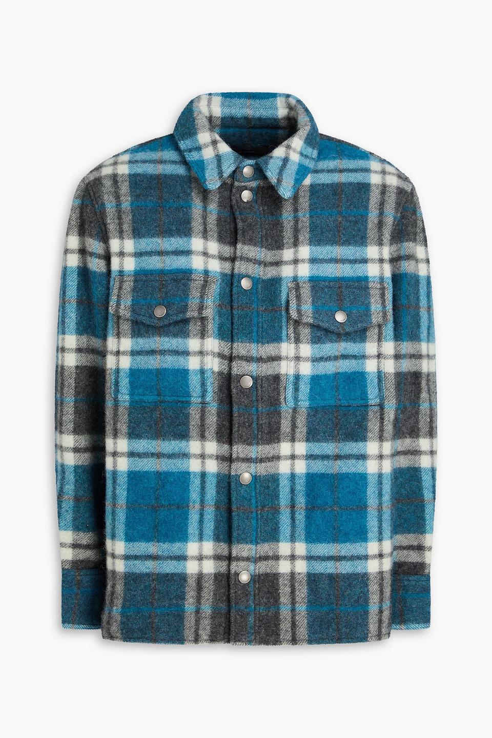 Alanui Checked Brushed Wool And Alpaca-blend Flannel Overshirt In Blue