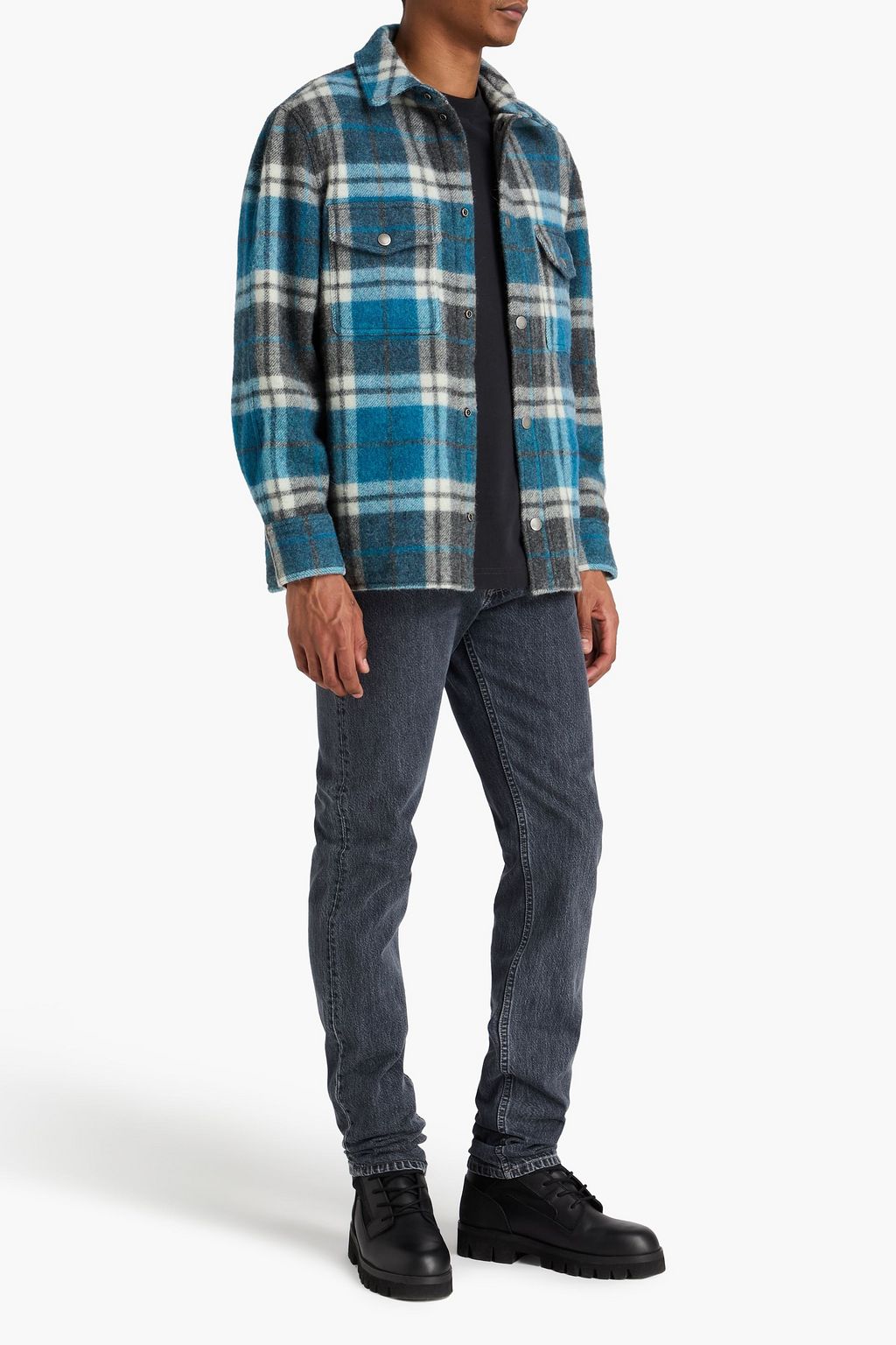 ALANUI Checked brushed wool and alpaca-blend flannel overshirt
